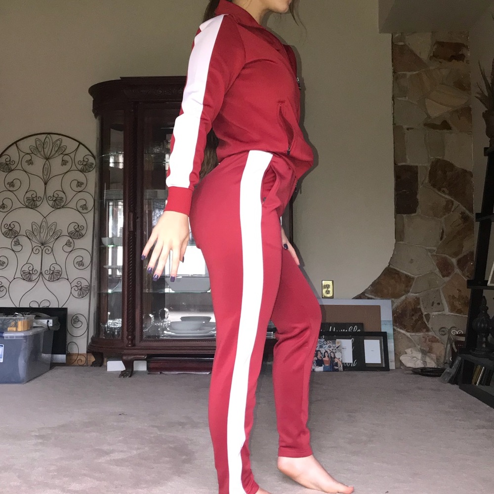 Red track suit